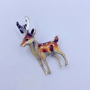 Enamel Deer Brooch